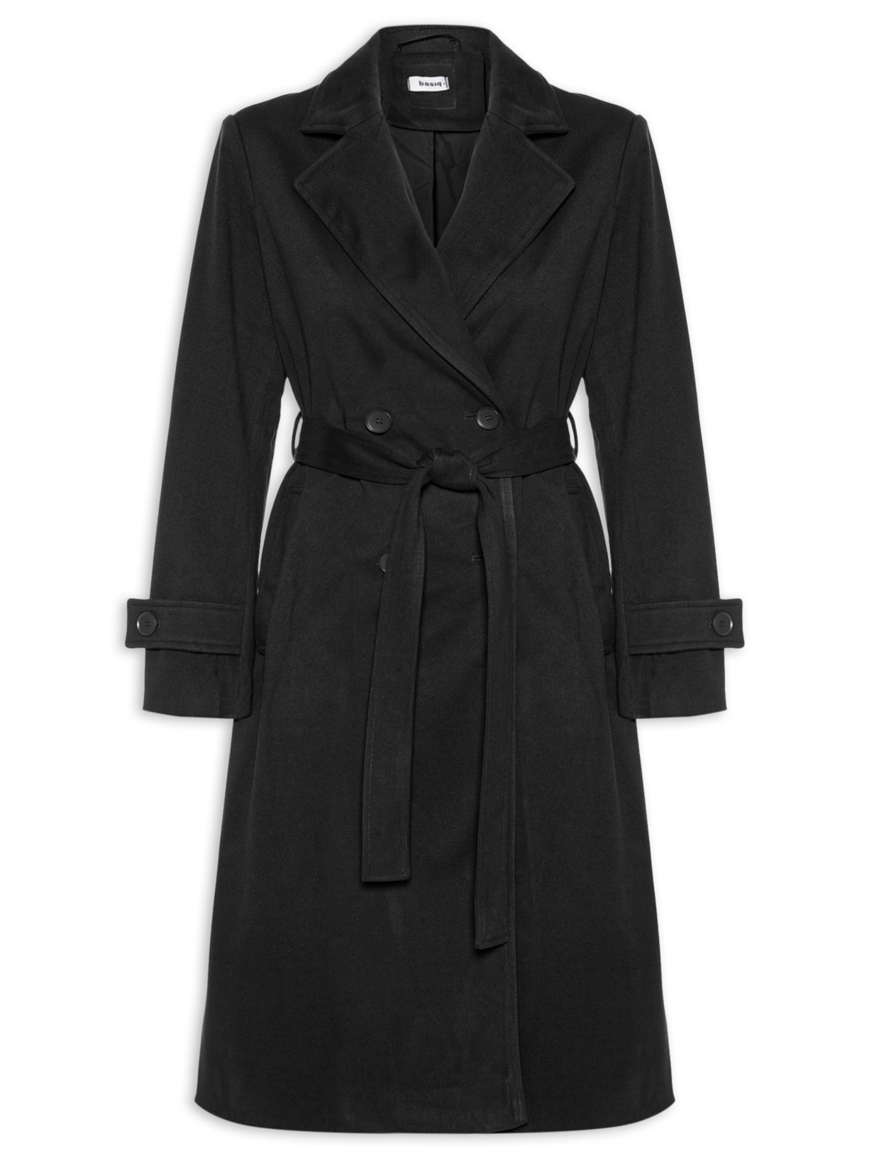 Trench Coat Feminino Com Cinto Preto Basiq