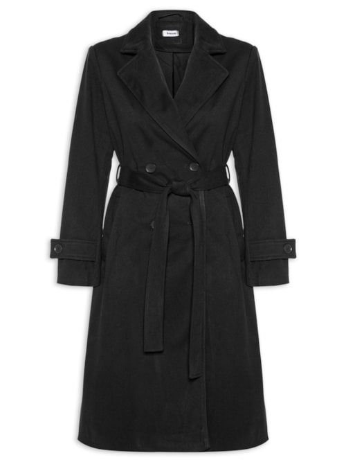 Trench Coat Feminino Com Cinto - Preto