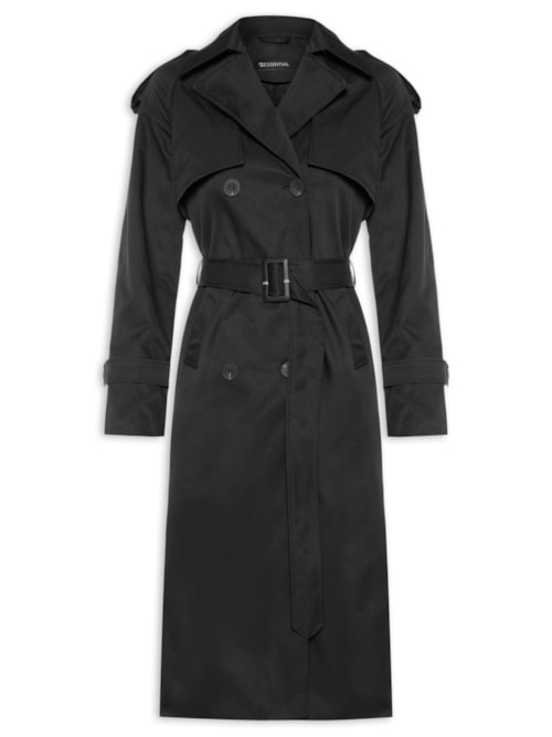 Trench Coat Feminino Com Cinto - Preto