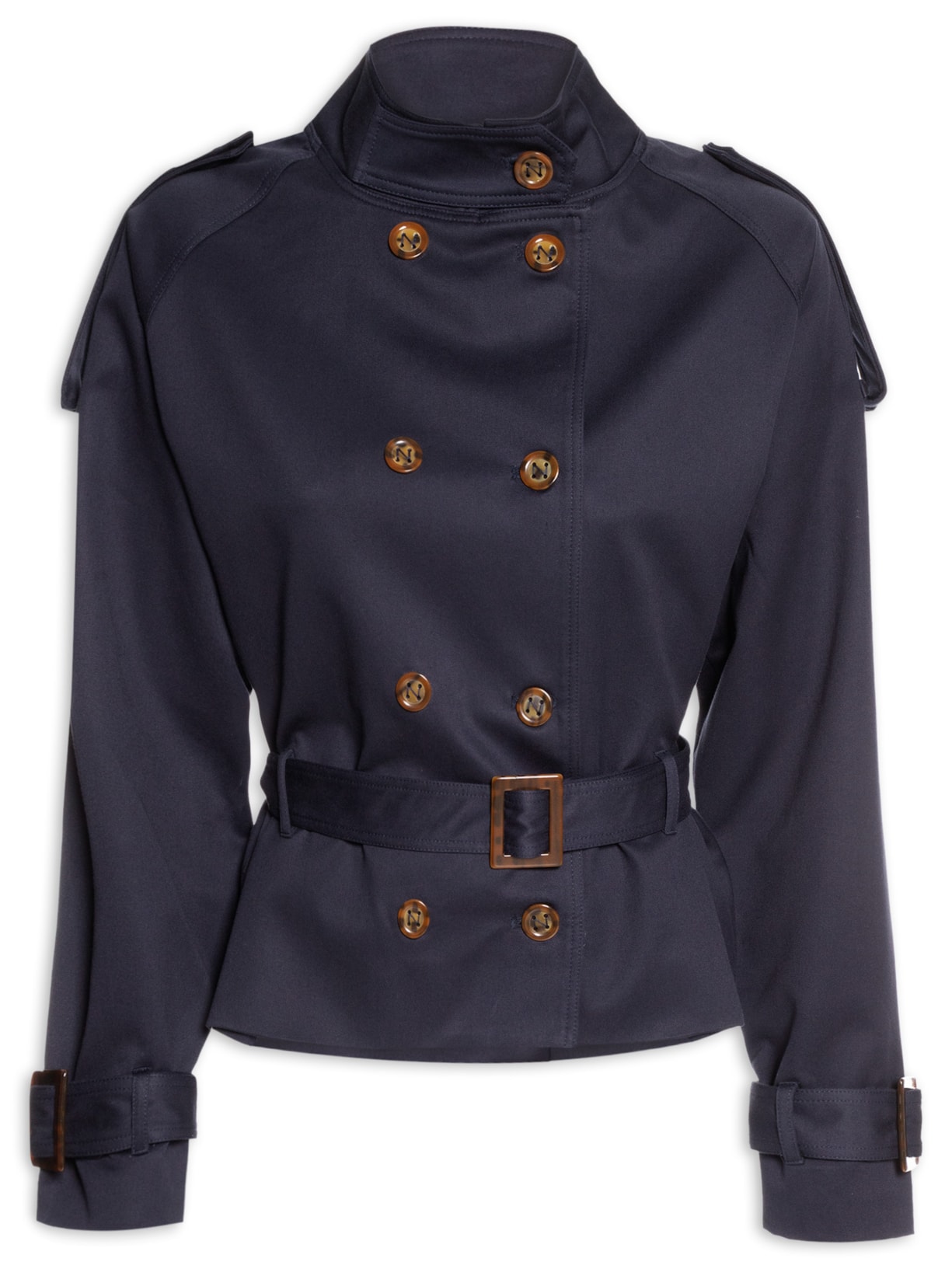Trench Coat Feminino Curto Rose - Azul