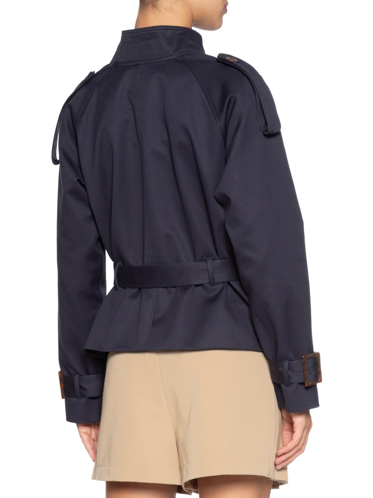 Trench Coat Feminino Curto Rose Azul Niini