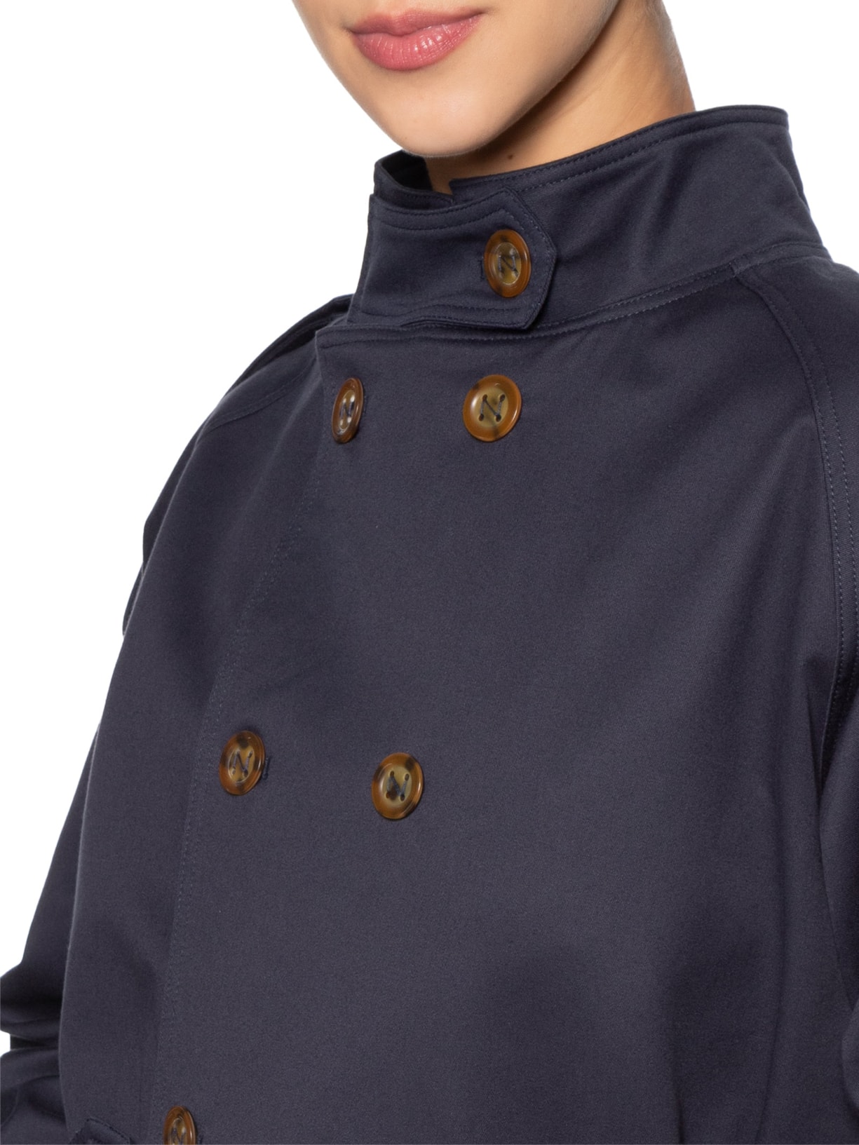 Trench Coat Feminino Curto Rose Azul Niini