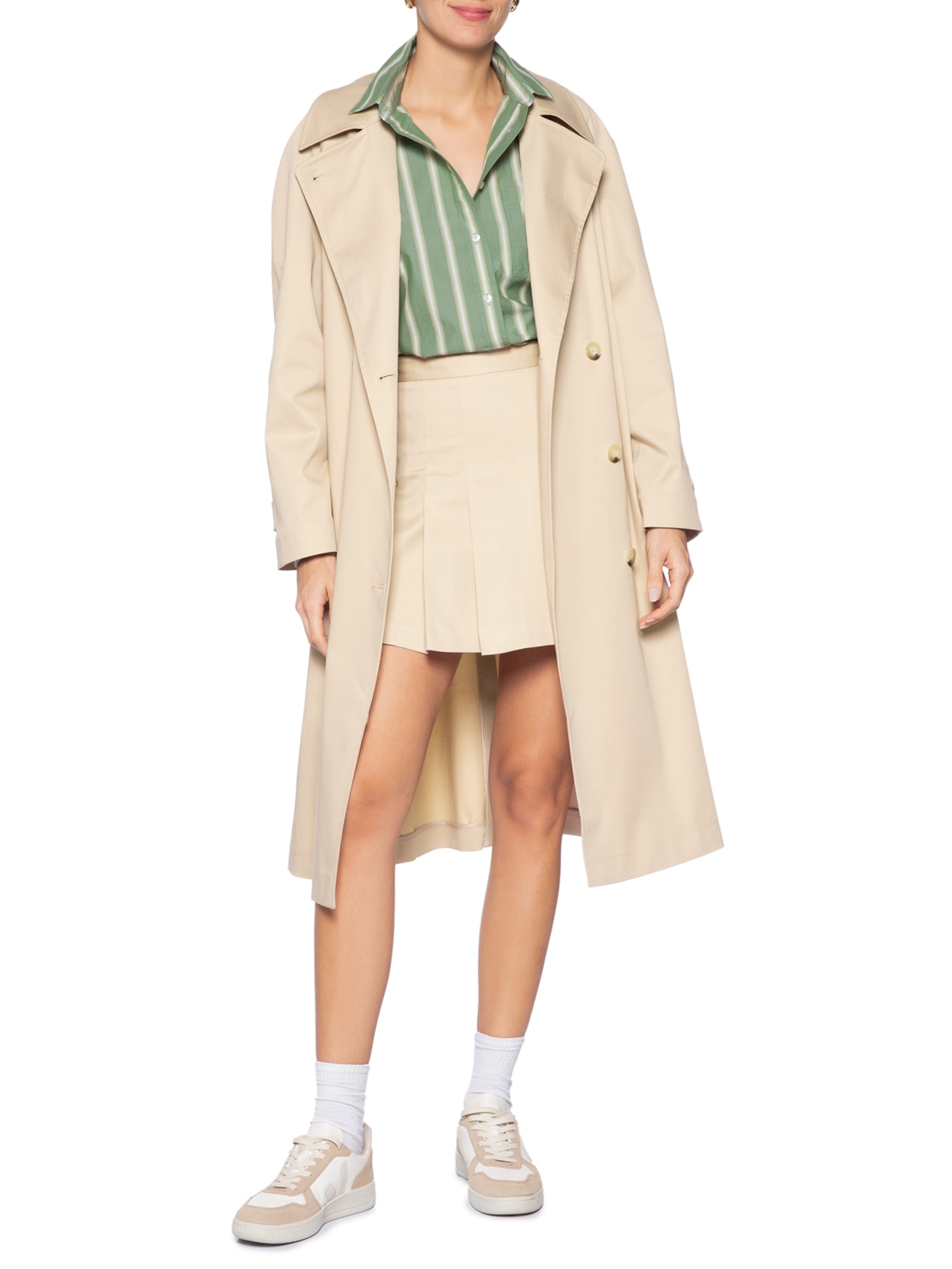 Trench Coat Feminino  Oversized Repelente À Água  Bege Lacoste