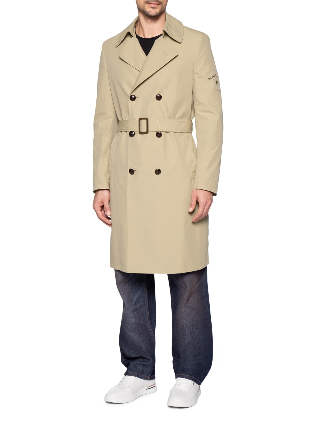 Trench Coat Masculino Double Breasted Belted – Bege Mm6 Maison Margiela