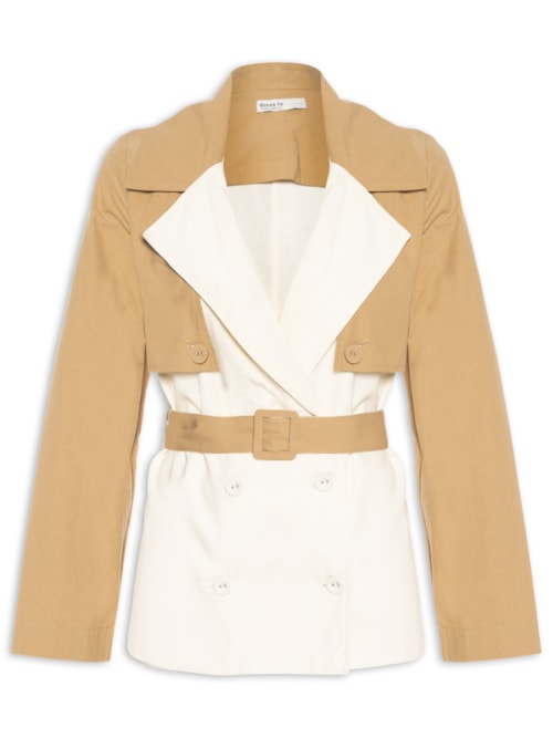 Trench Feminino Linho com Detalhe em Algodão – Branco