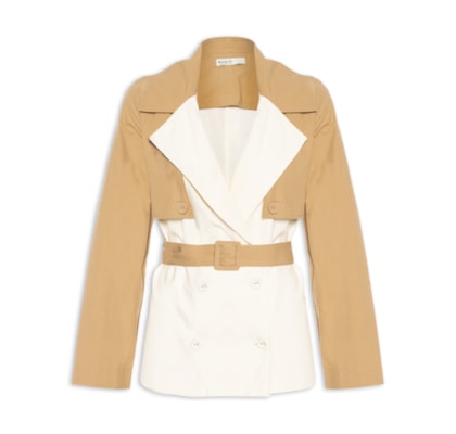 Trench Feminino Linho com Detalhe em Algodão - Branco
