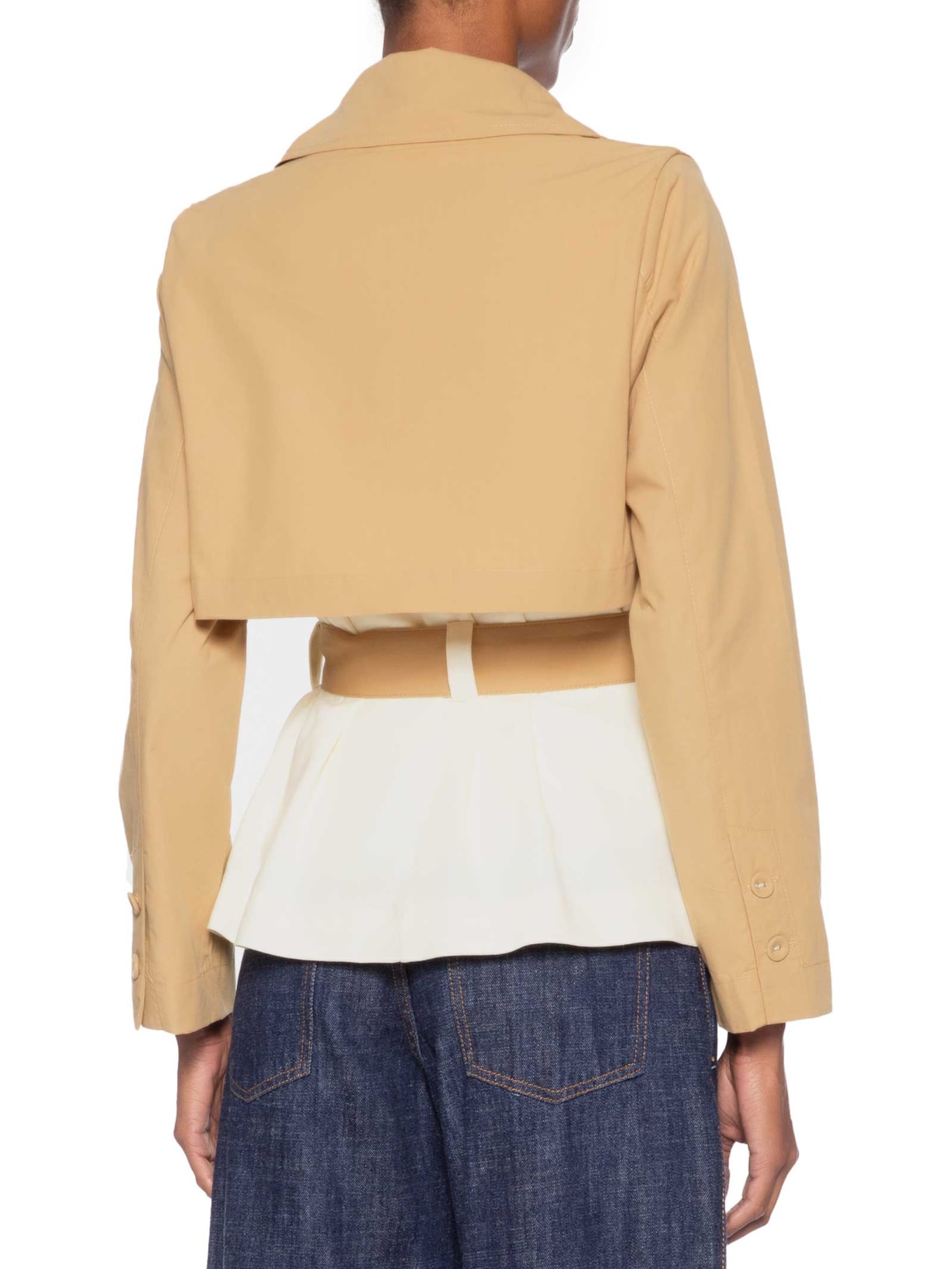 Trench Feminino Linho com Detalhe em Algodão Branco Dress To