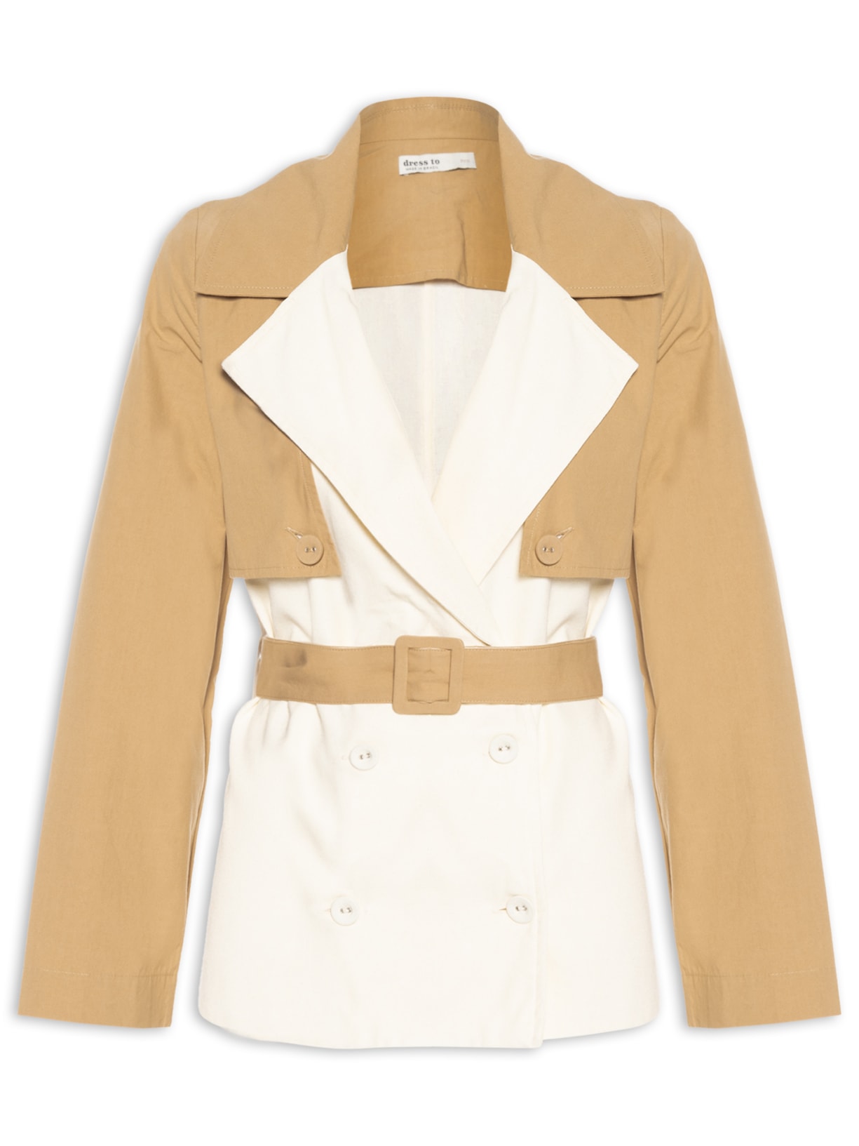 Trench Feminino  Linho com Detalhe em Algodão – Branco Dress To