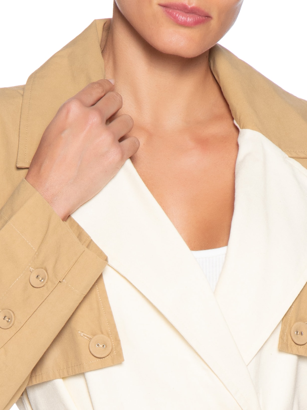 Trench Feminino  Linho com Detalhe em Algodão – Branco Dress To