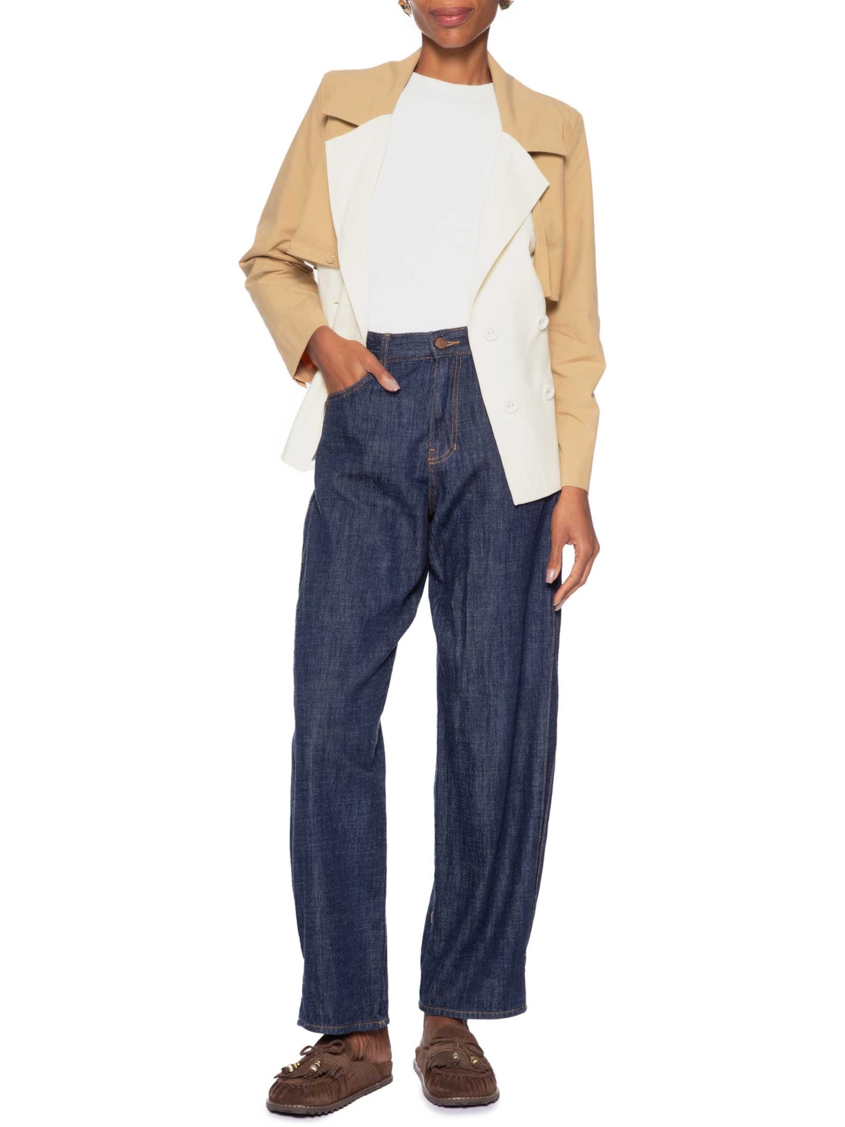 Trench Feminino Linho com Detalhe em Algodão – Branco Dress To