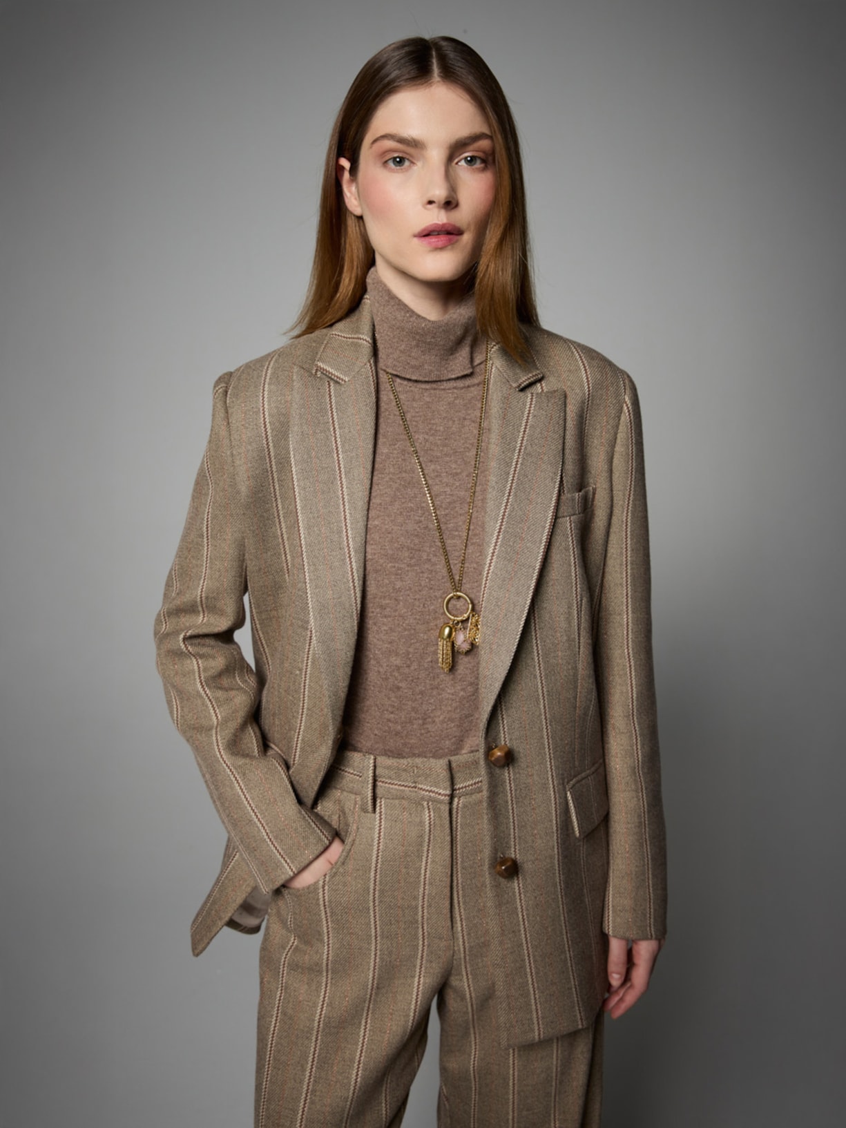 Tricot Feminino Gola Alta I26 Marrom Mixed