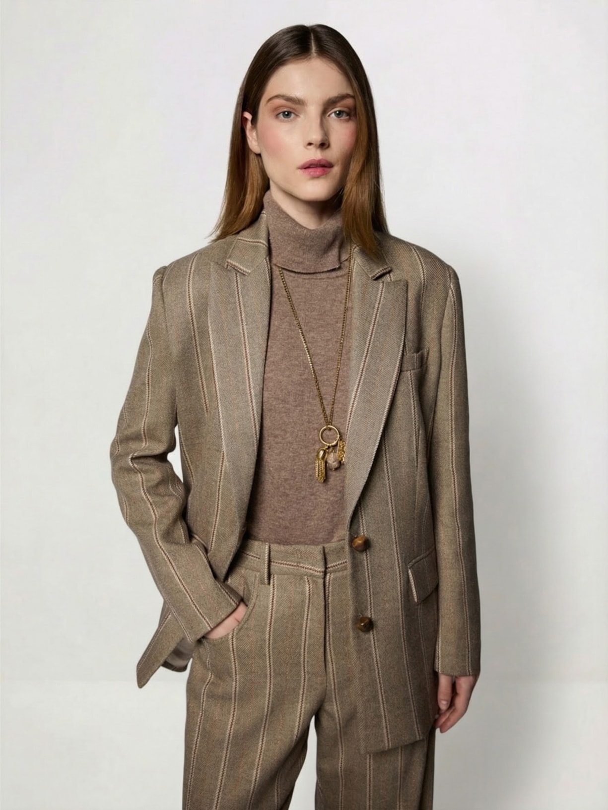 Tricot Feminino Gola Alta I26 Marrom Mixed