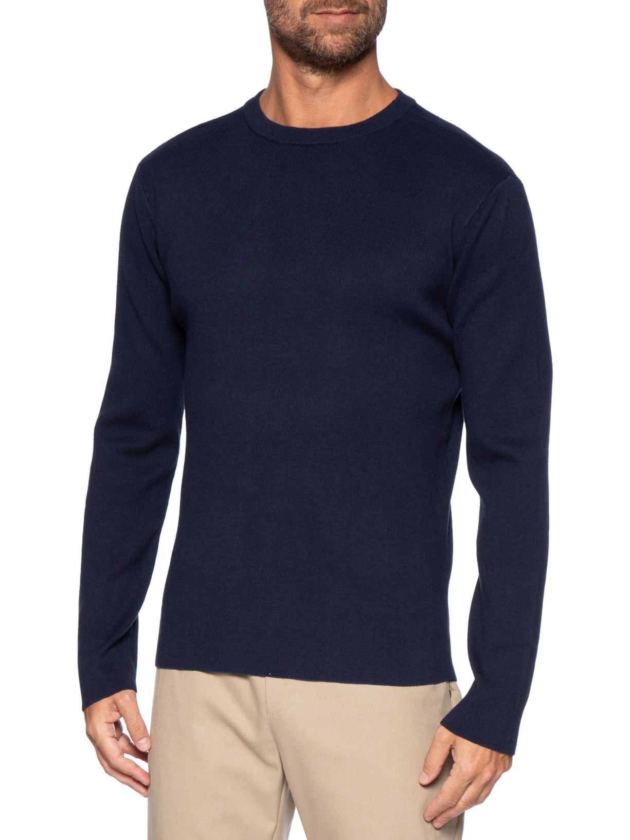 Tricot Manga Longa Masculino Over Solid Cotton Azul Osklen