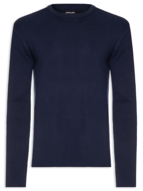 Tricot Manga Longa Masculino Over Solid Cotton – Azul