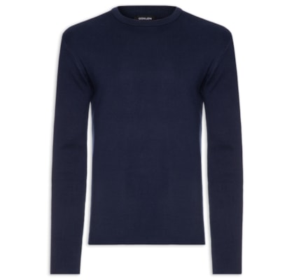Tricot Manga Longa Solid Cotton Masculino – Azul