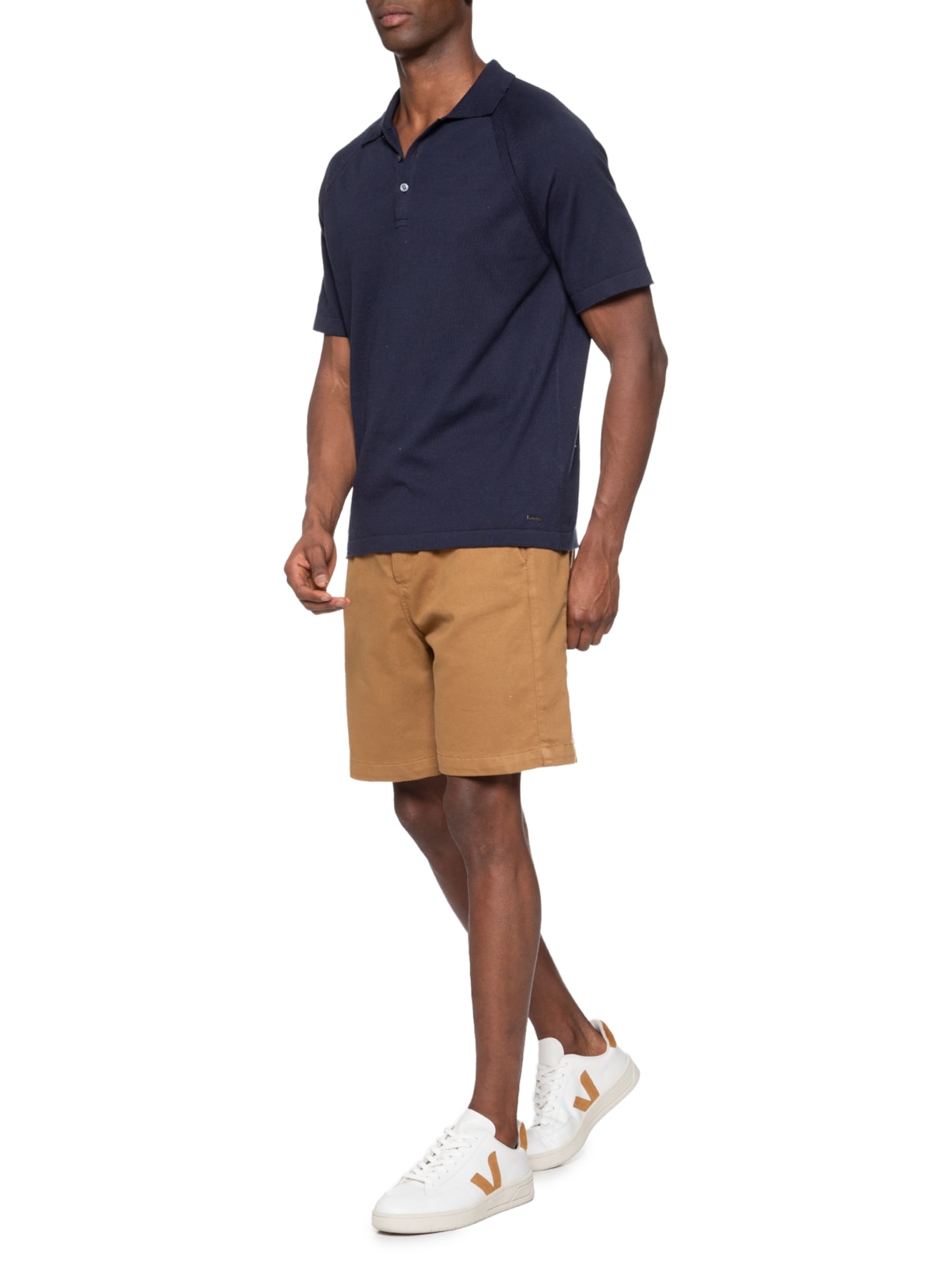 Tricot Masculina Polo Manga Curta Azul Zapalla