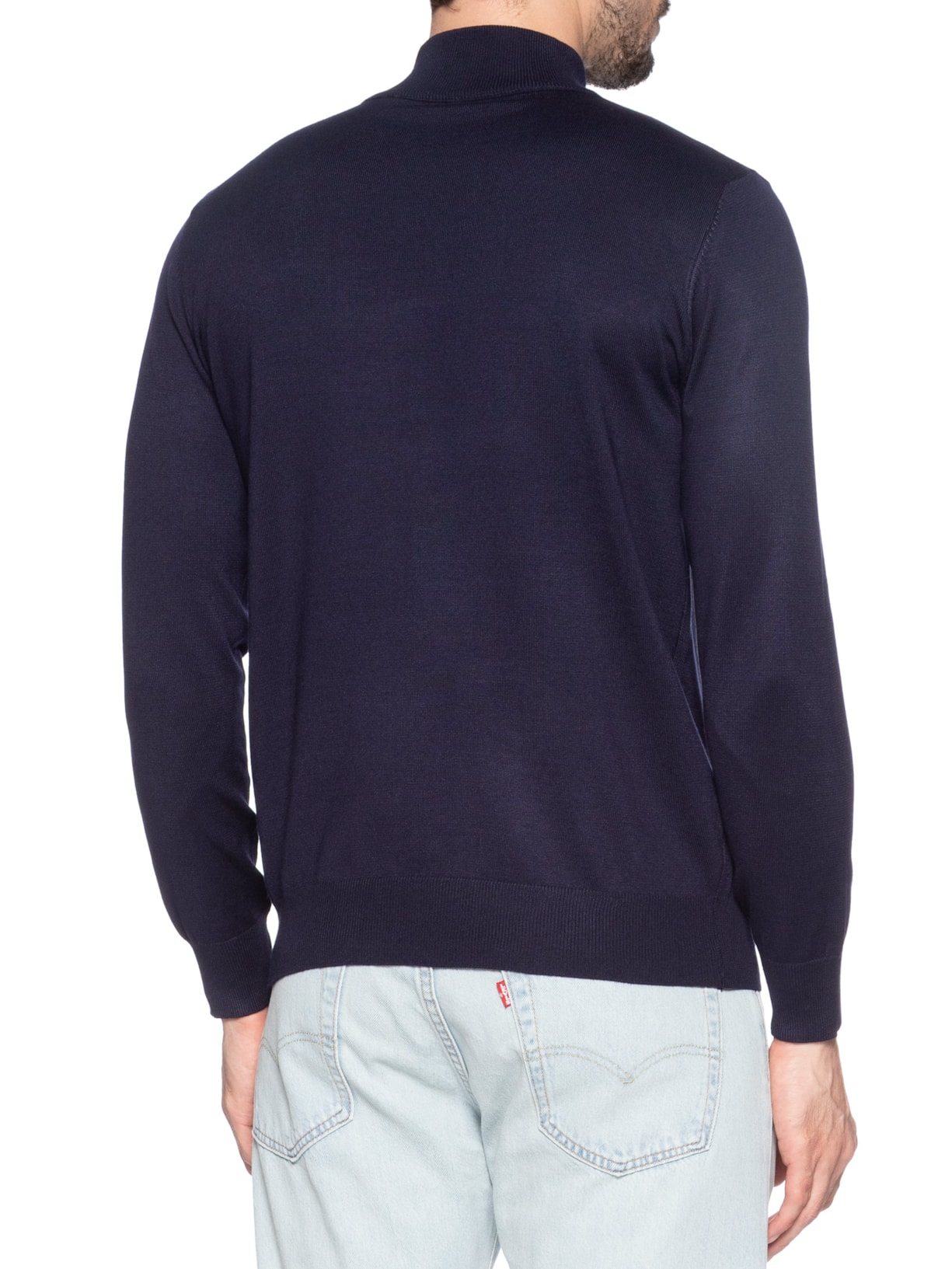 Tricot Masculino Básico Gola Alta Azul Basiq Men