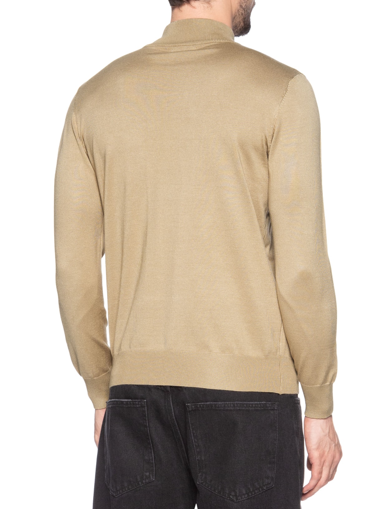 Tricot Masculino Básico Gola Alta Bege Basiq Men