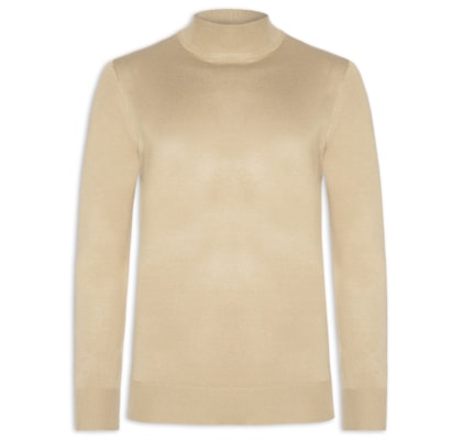 Tricot Masculino Básico Gola Alta - Bege