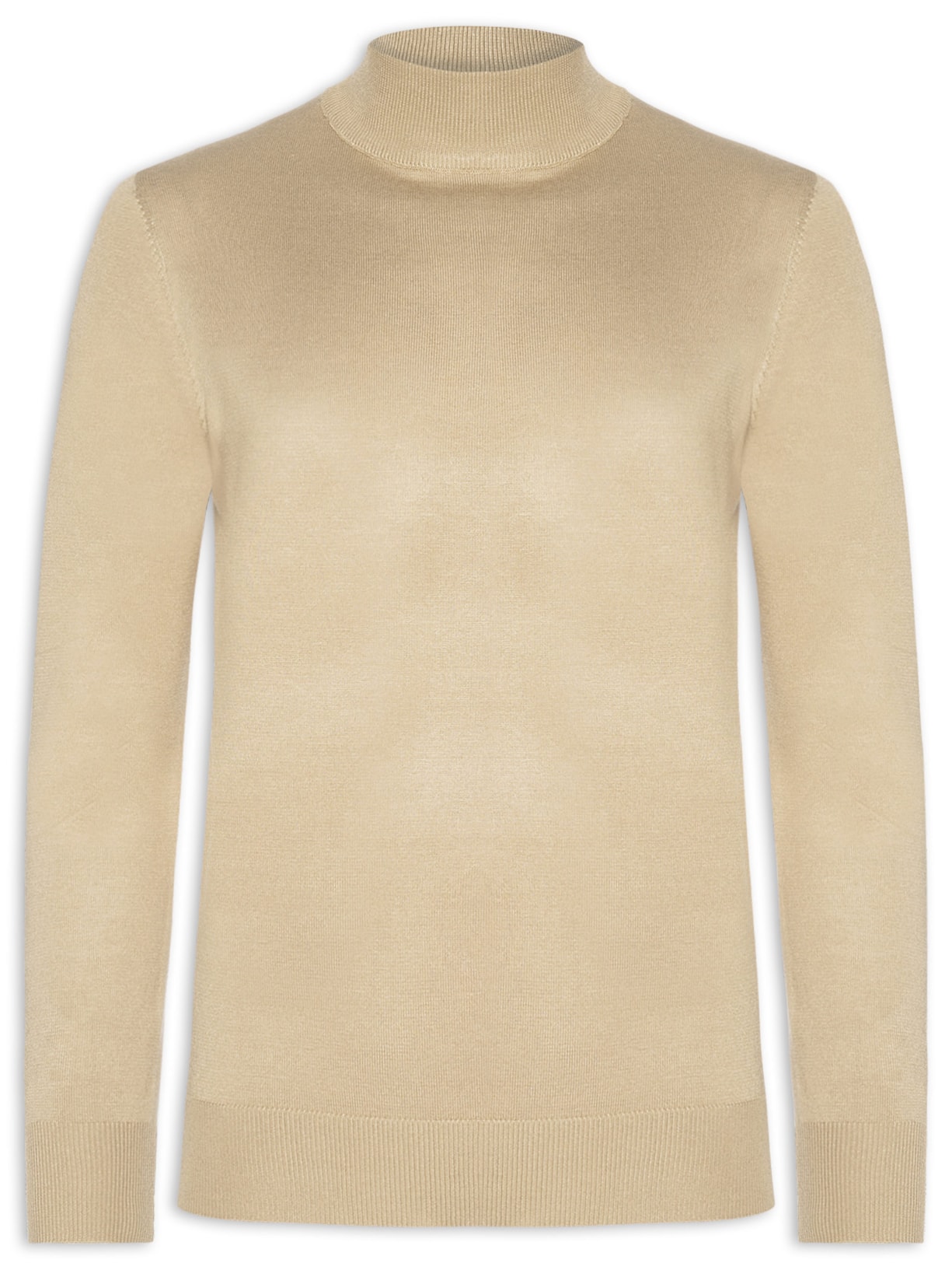 Tricot Masculino Básico Gola Alta - Bege