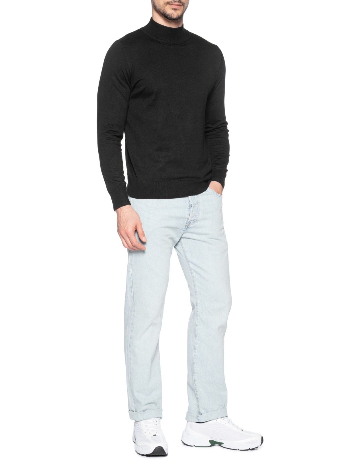 Tricot Masculino Básico Gola Alta Preto Basiq Men