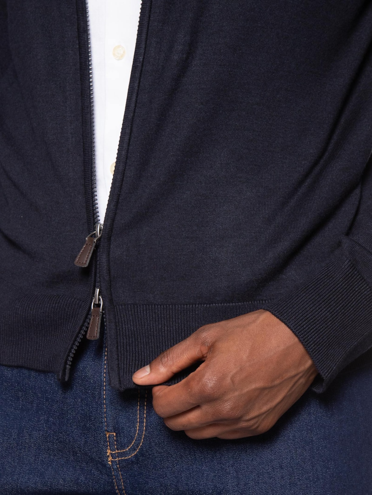 Tricot Masculino Full Zíper Mescla Touch Azul Reserva