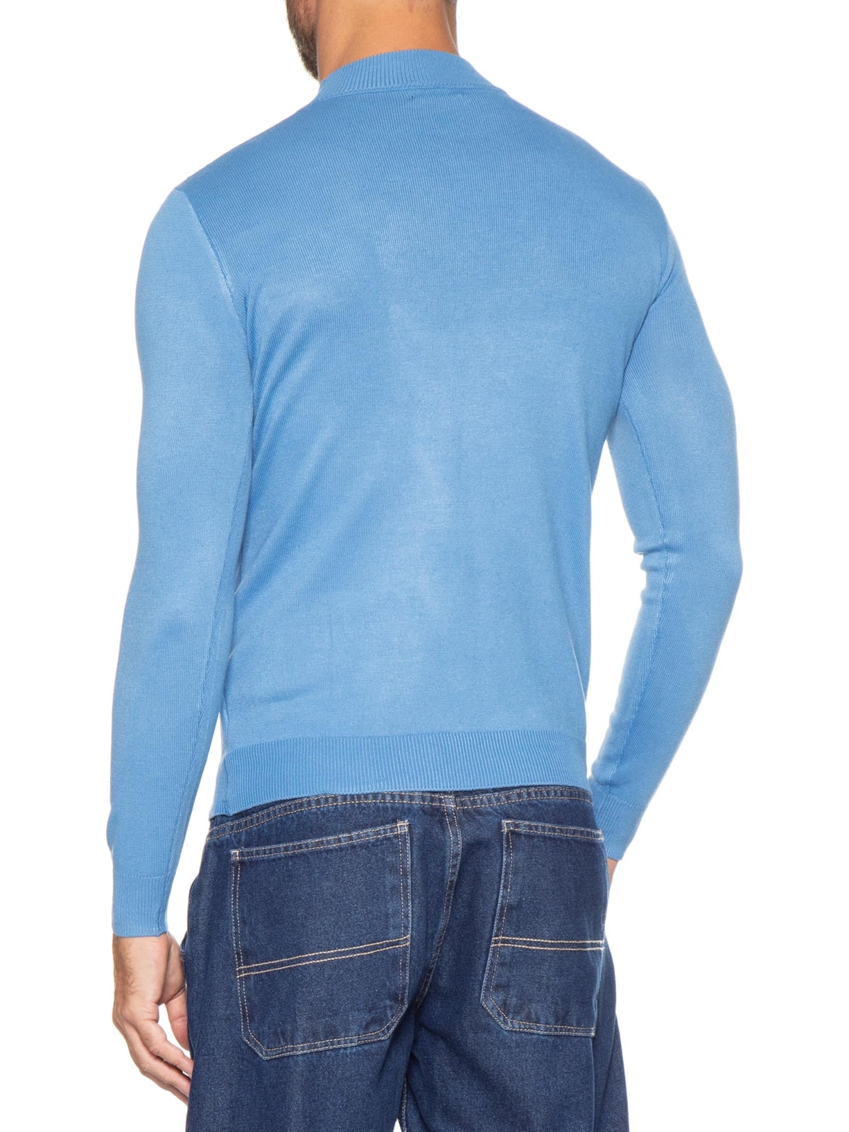 Tricot Masculino Gola Alta Básico Azul Basiq Men