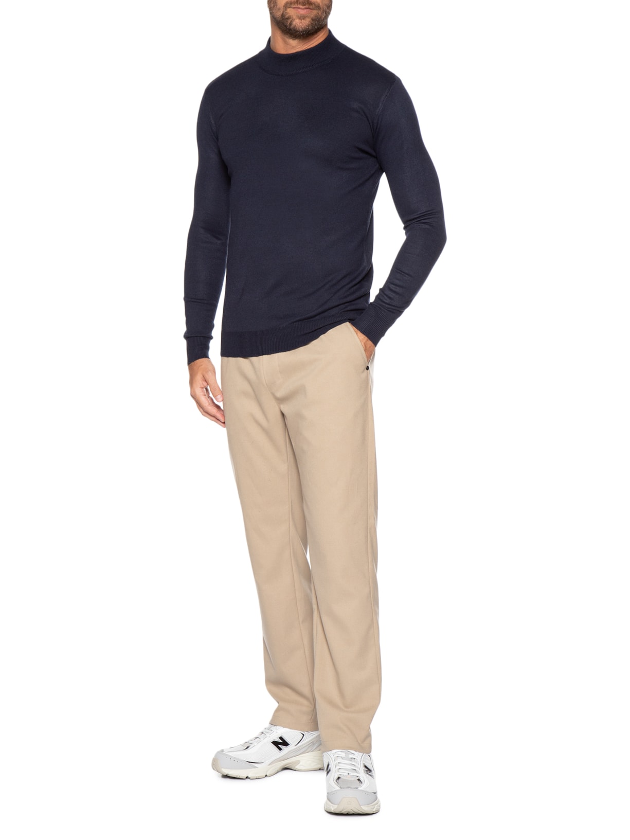 Tricot Masculino Gola Alta Básico Azul Basiq Men