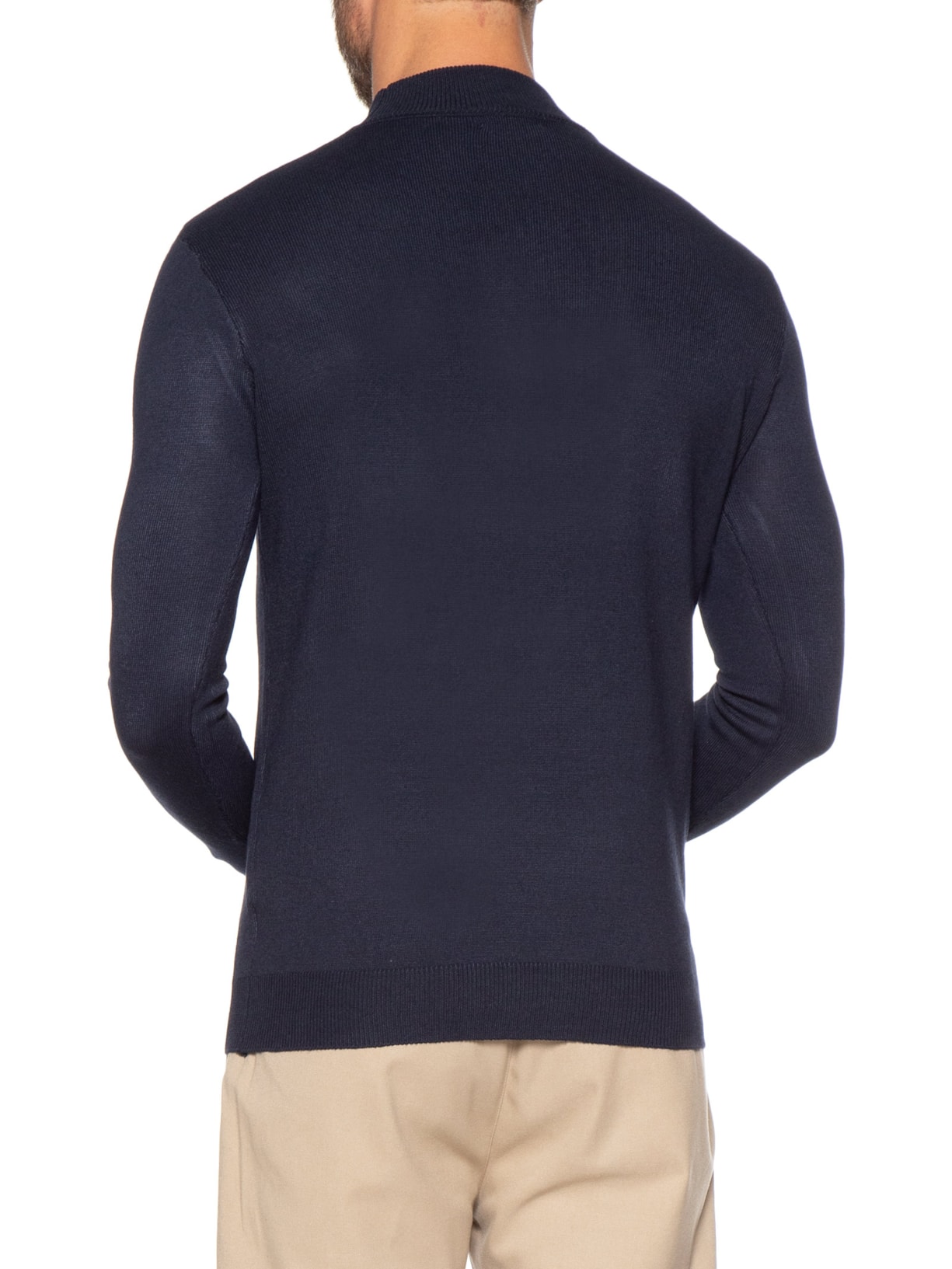 Tricot Masculino Gola Alta Básico Azul Basiq Men