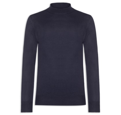 Tricot Masculino Gola Alta Básico - Azul