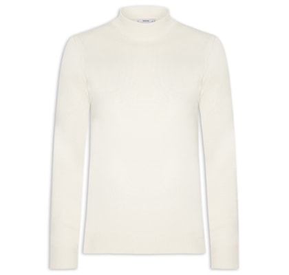 Tricot Masculino Gola Alta Básico - Bege