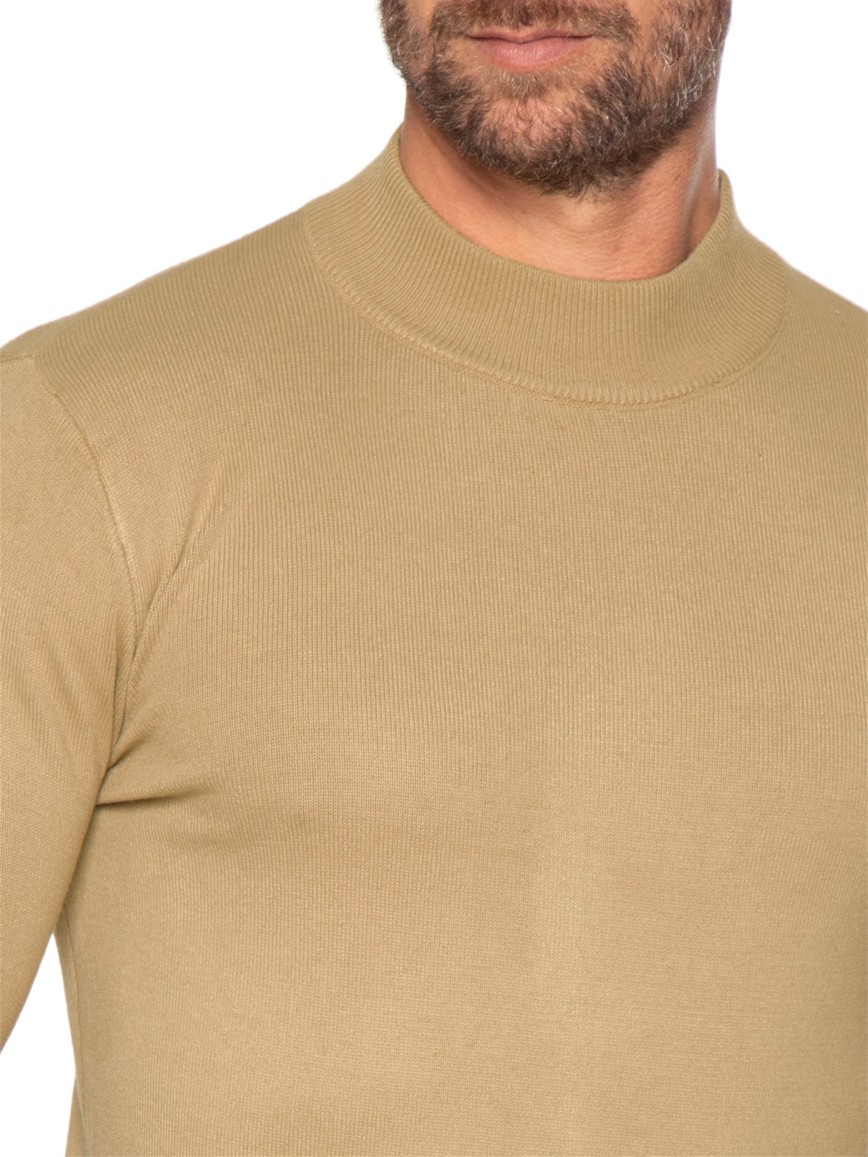 Tricot Masculino Gola Alta Básico Bege Basiq Men