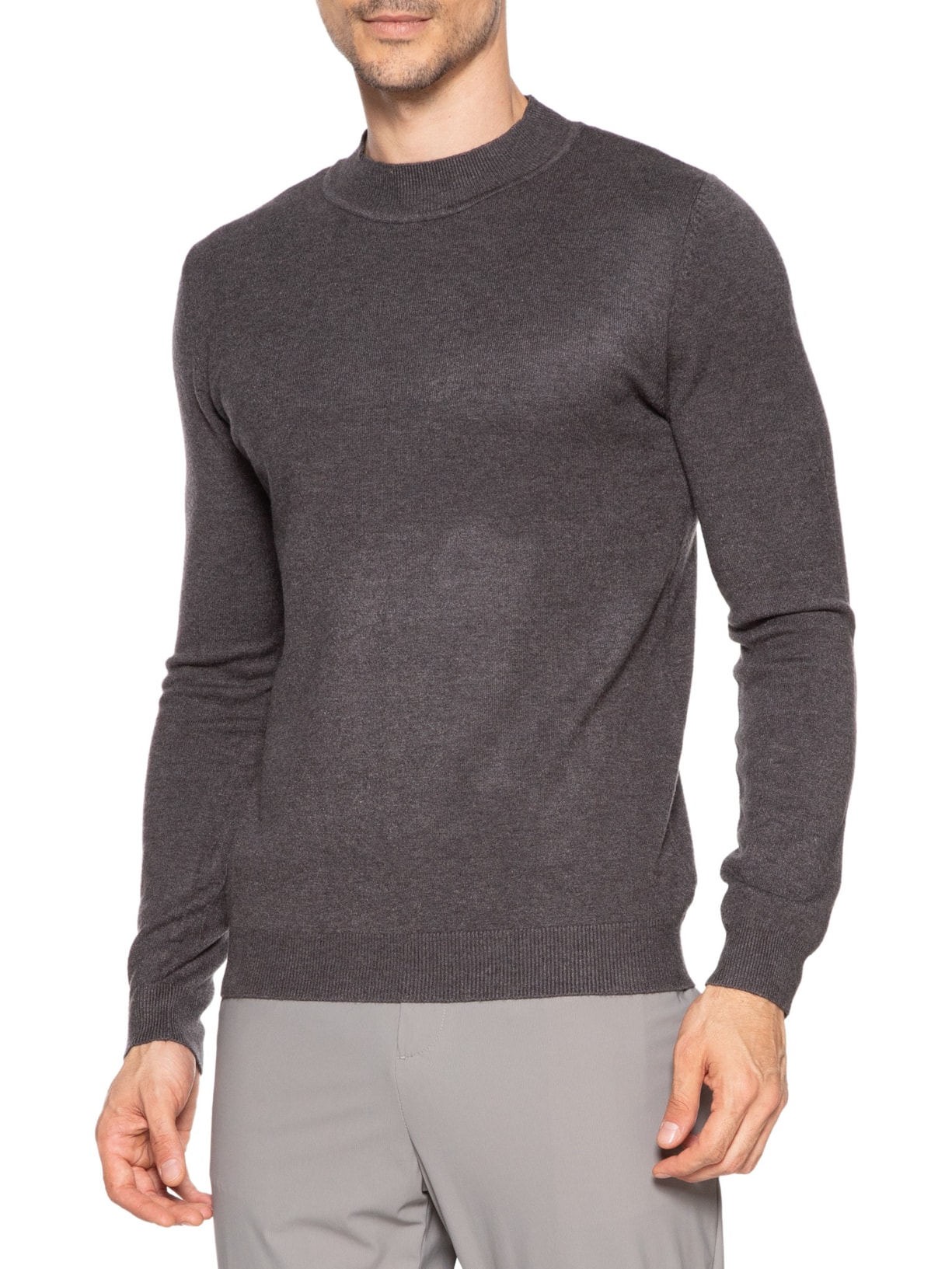 Tricot Masculino Gola Alta Básico Cinza '2 Essential