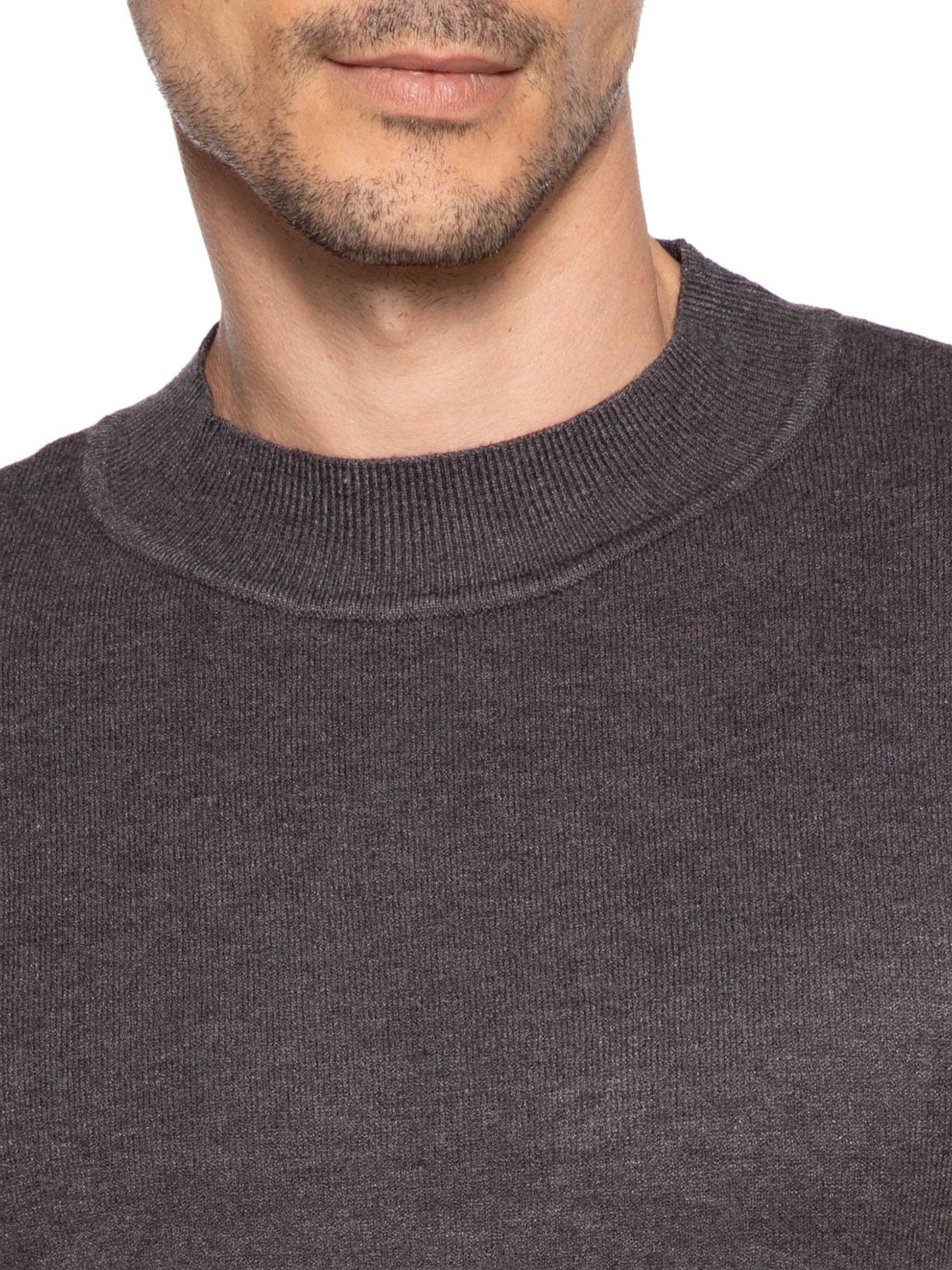 Tricot Masculino Gola Alta Básico Cinza '2 Essential