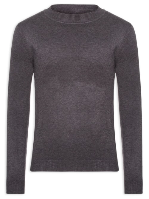 Tricot Masculino Gola Alta Básico - Cinza
