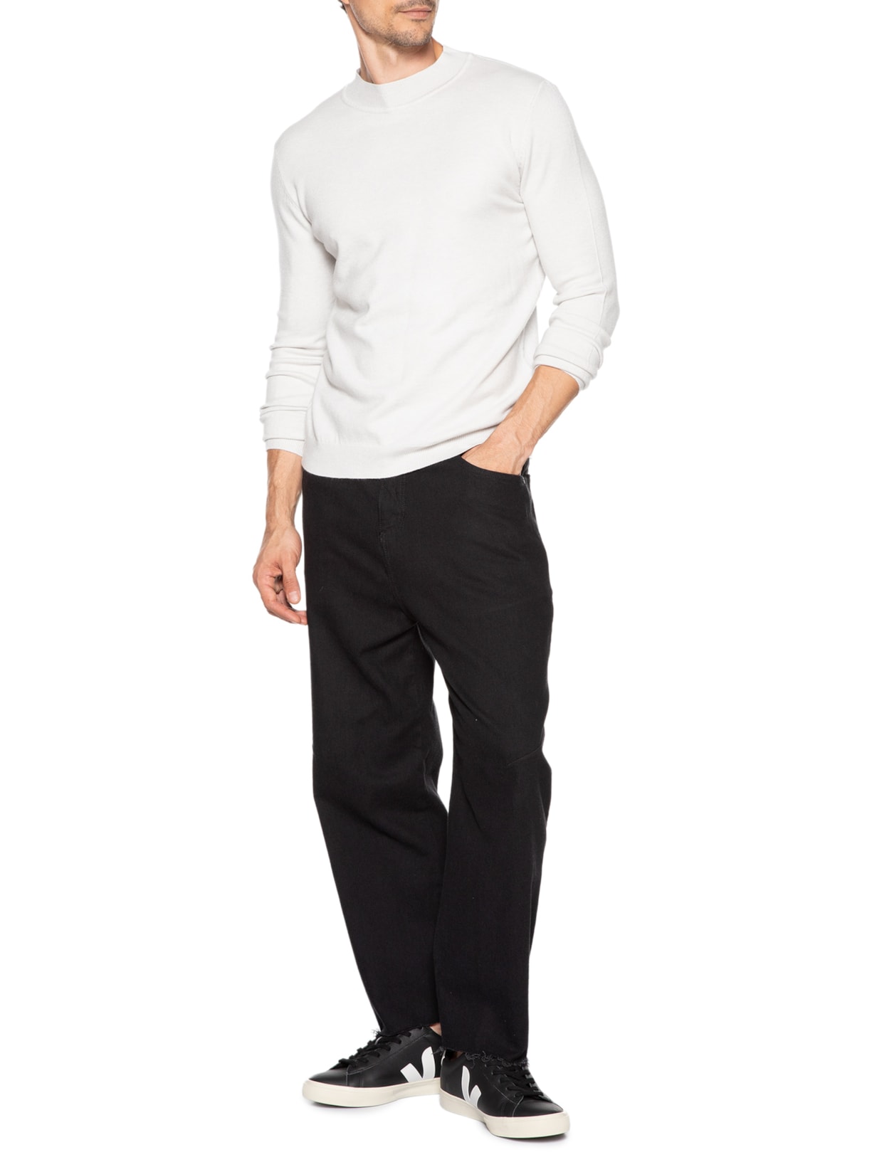 Tricot Masculino Gola Alta Básico Cinza '2 Essential