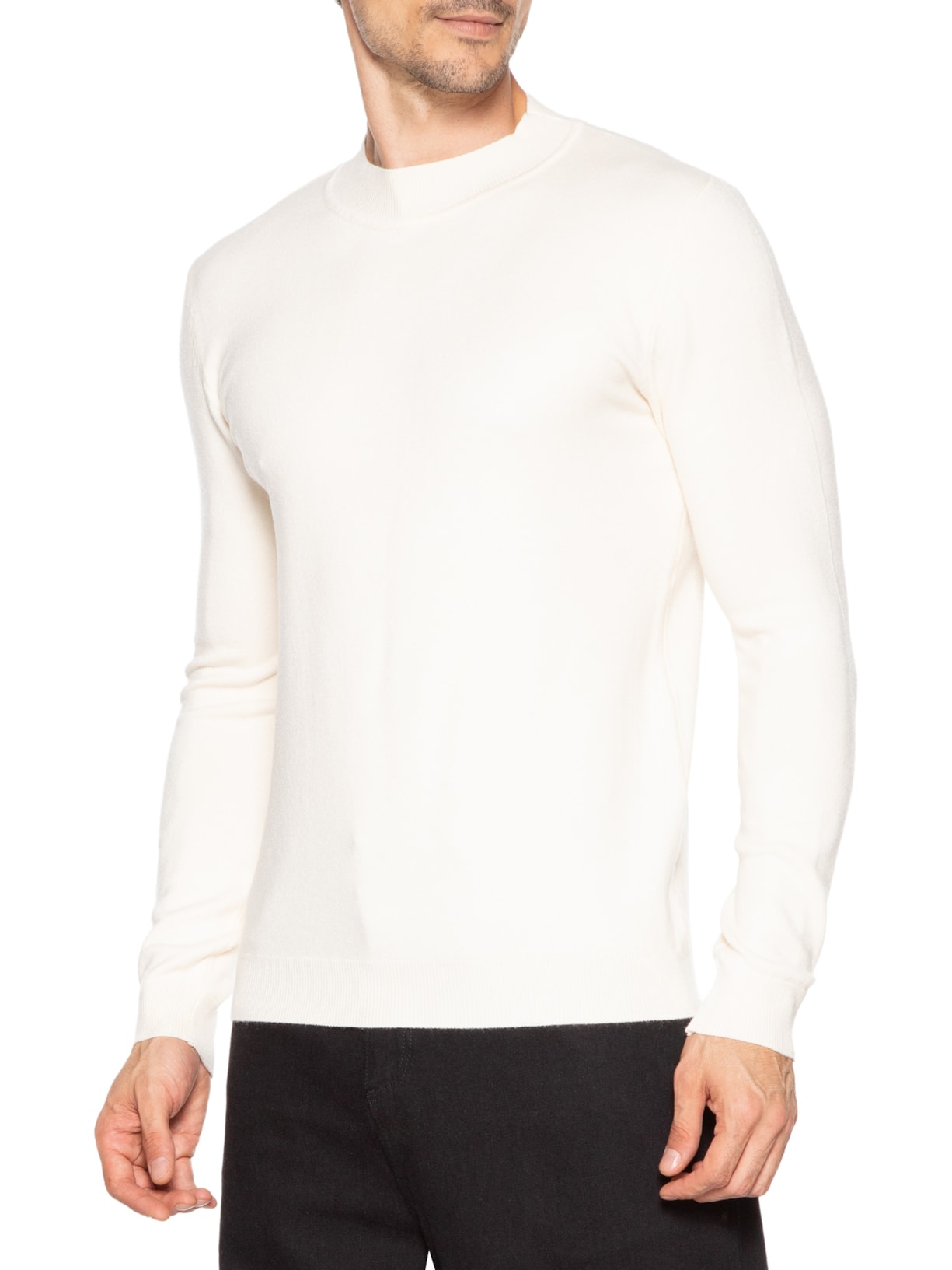 Tricot Masculino Gola Alta Básico Off White '2 Essential