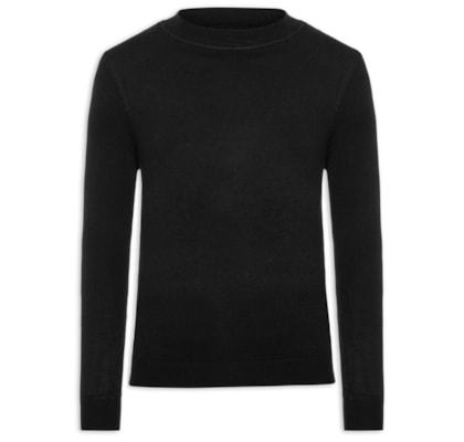 Tricot Masculino Gola Alta Básico - Preto