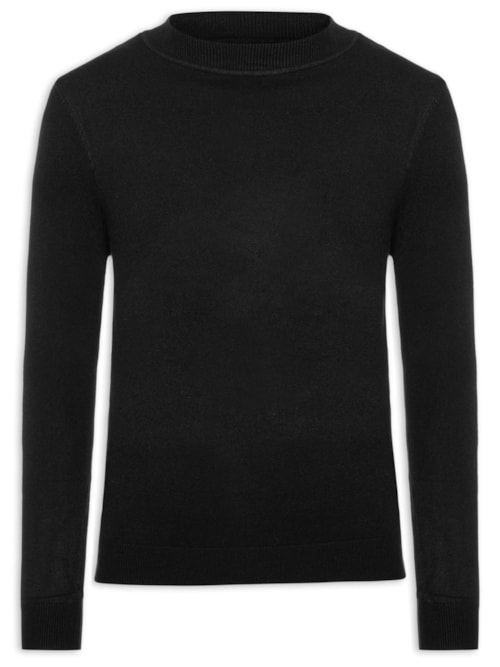 Tricot Masculino Gola Alta Básico - Preto