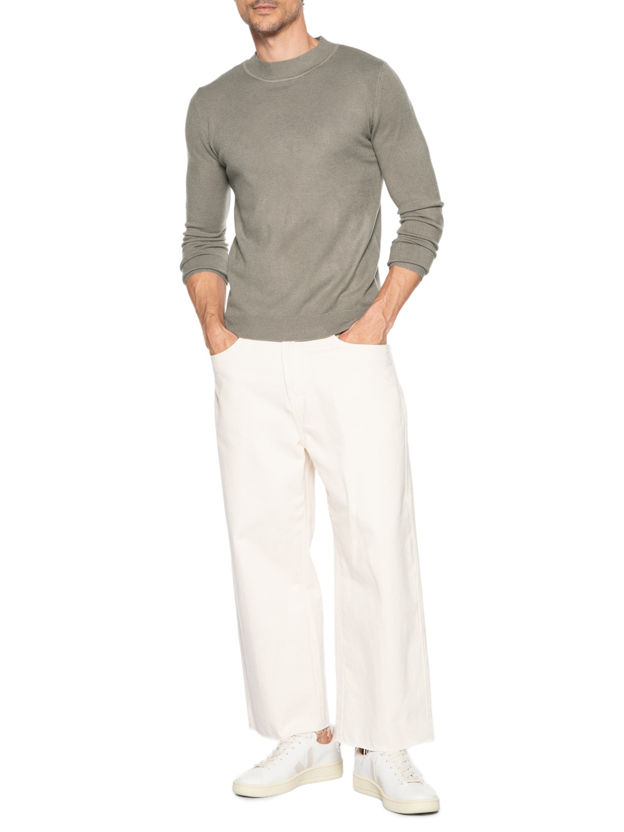 Tricot Masculino Gola Alta Básico Verde '2 Essential