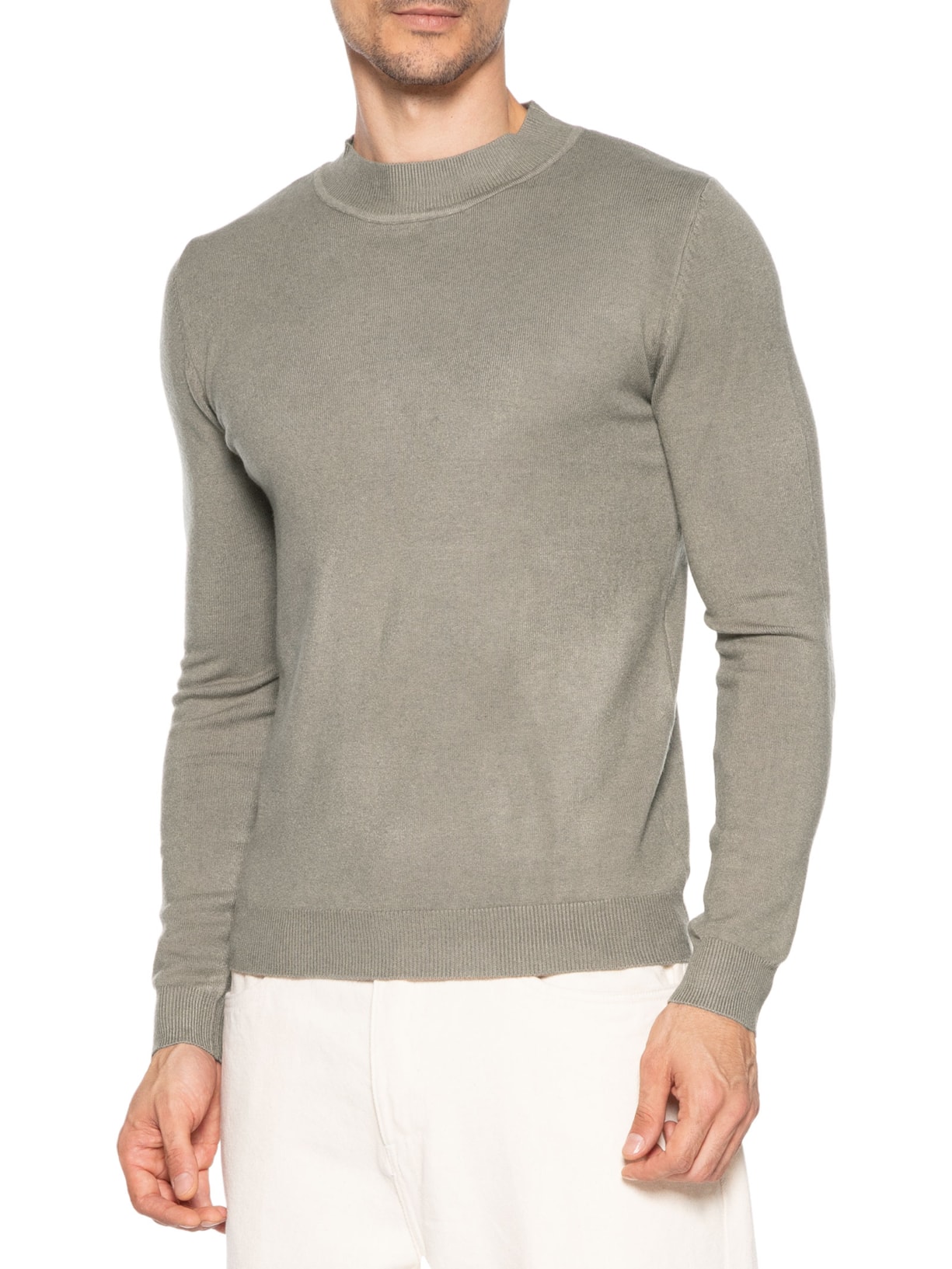 Tricot Masculino Gola Alta Básico Verde '2 Essential