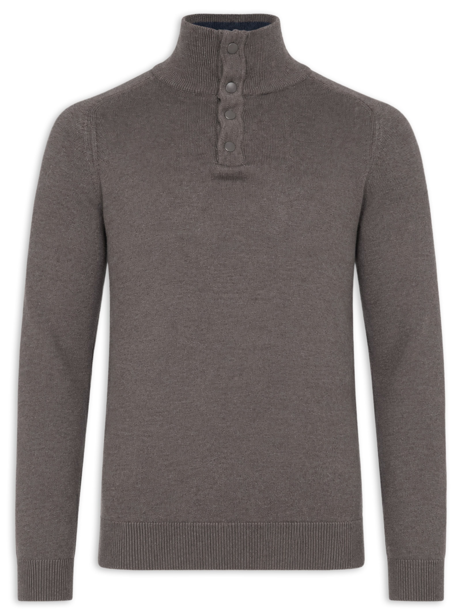 Tricot Masculino Gola Alta Com Fechamento Duplo - Marrom - '2