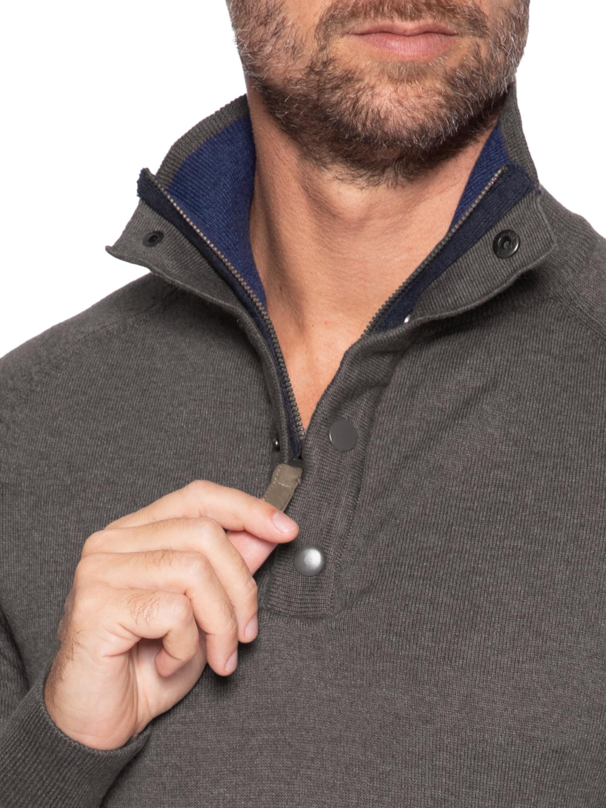 Tricot Masculino Gola Alta Com Fechamento Duplo – Marrom '2 Essential