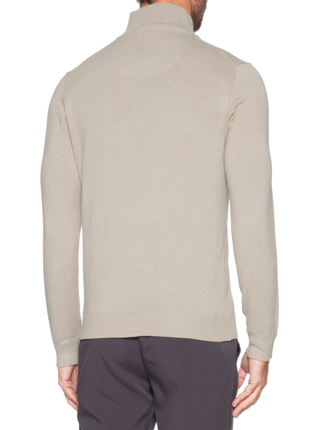 Tricot Masculino Gola Alta e Meio Zíper – Bege '2 Essential