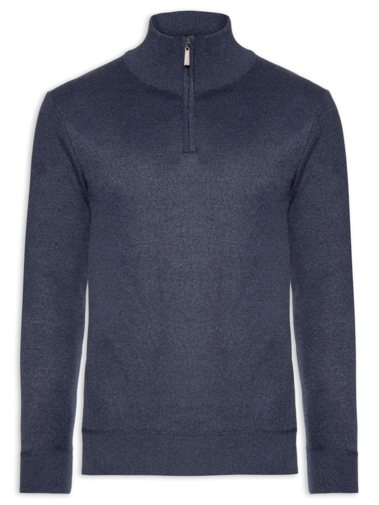 Tricot Masculino Gola Alta Meio Zíper - Azul