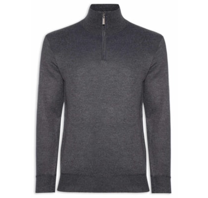 Tricot Masculino Gola Alta Meio Zíper - Cinza