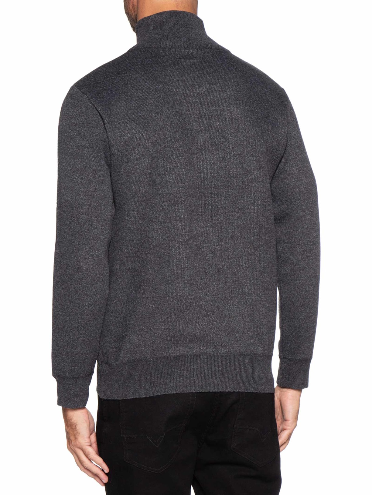 Tricot Masculino Gola Alta Meio Zíper Cinza Basiq Men