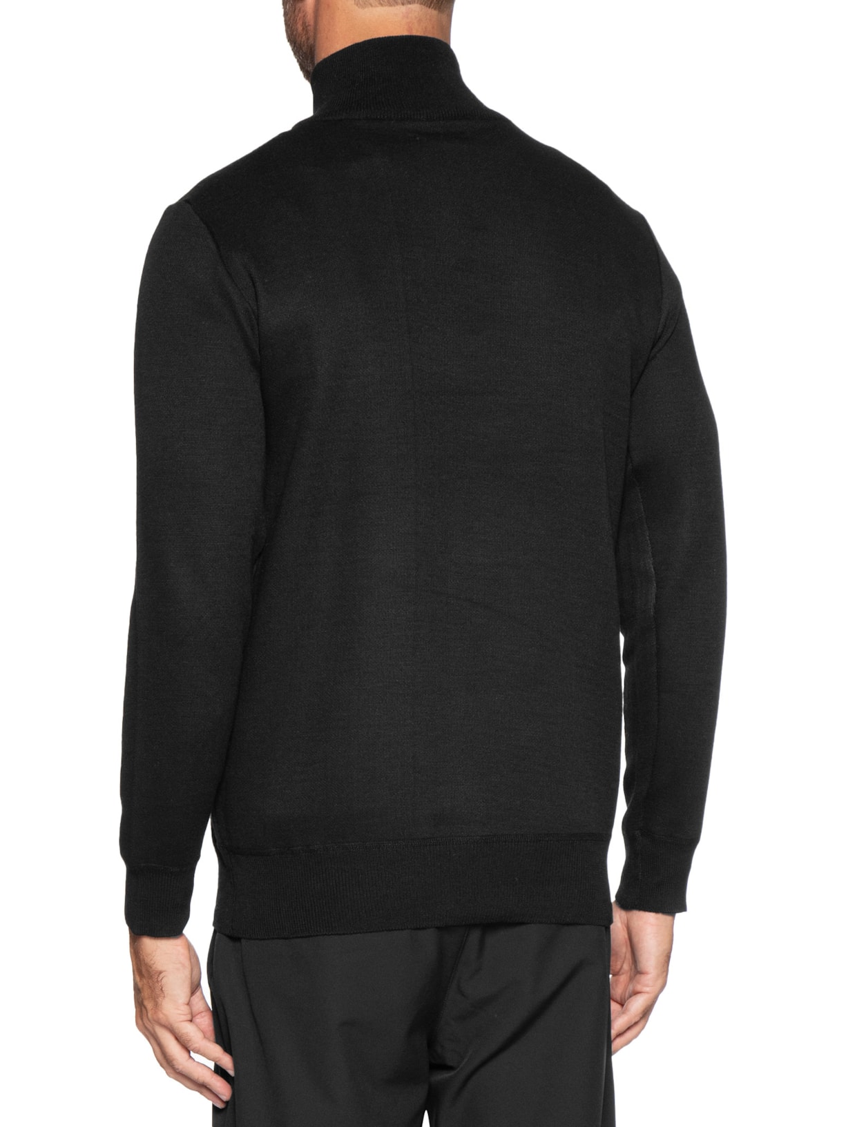 Tricot Masculino Gola Alta Meio Zíper Preto Basiq Men