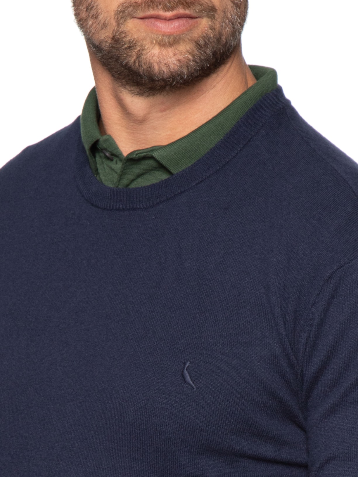 Tricot Masculino Gola Careca Azul Reserva