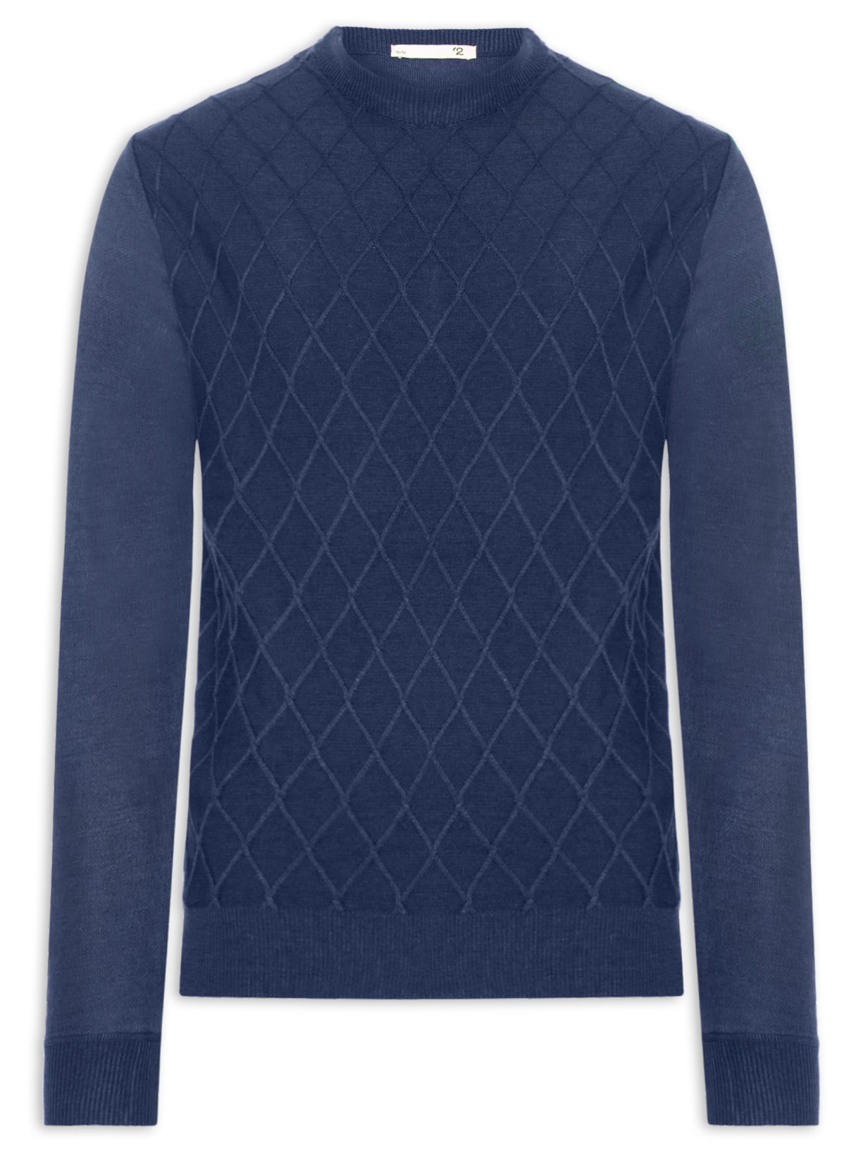 Tricot Masculino Gola Redonda Texturizado - Azul